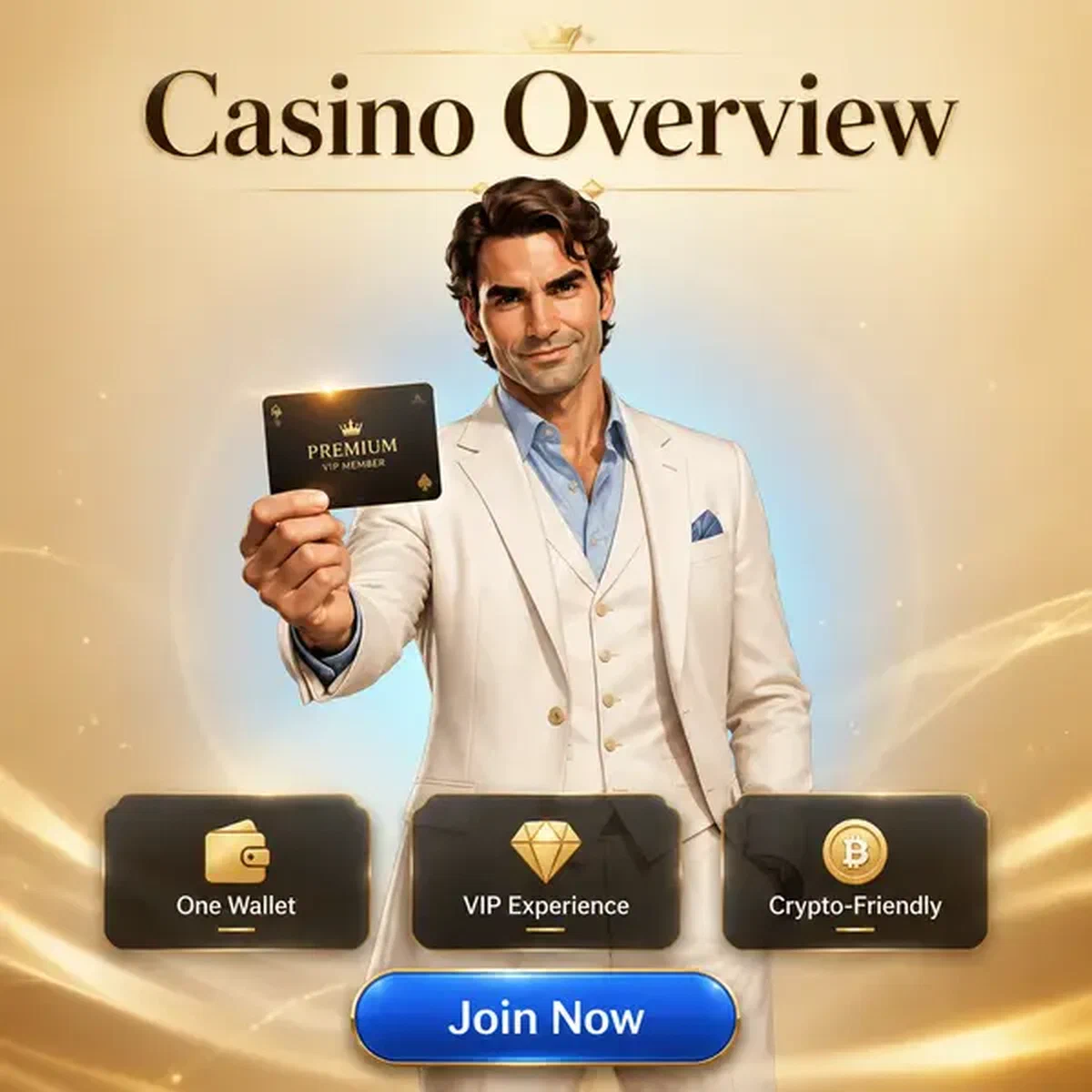 Gentleman élégant présentant une carte de membre VIP dans l'aperçu du casino Billionairespin