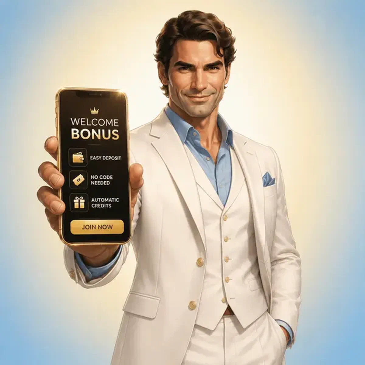 Joueur vérifiant le solde de l'application mobile au Welcome bonus and mobile cashier flow Casino